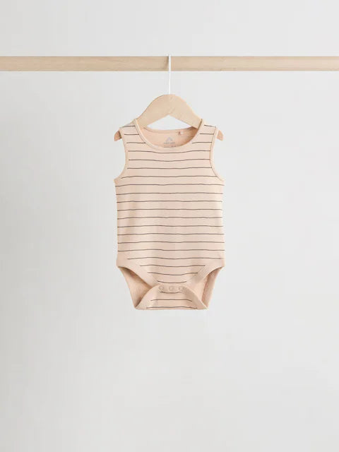 Monochrome/Cream Vest Bodysuits 5 Pack