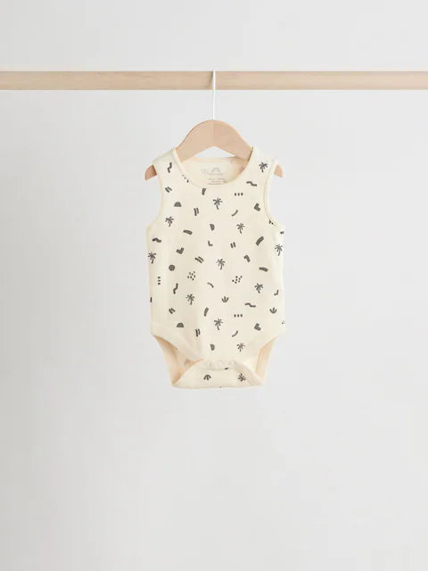 Monochrome/Cream Vest Bodysuits 5 Pack