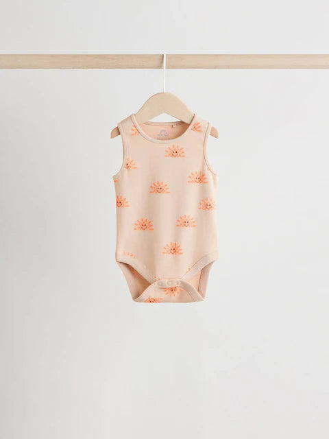 Monochrome/Cream Vest Bodysuits 5 Pack