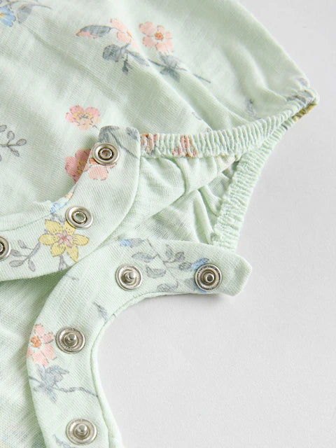 Floral Printed Broderie 3 Pack Baby Rompers