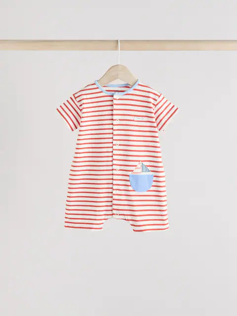 Blue 100% Cotton Rompers 3 Pack