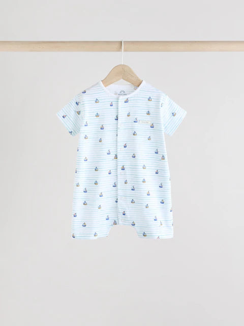 Blue 100% Cotton Rompers 3 Pack
