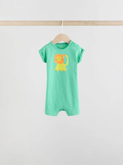 Blue/Green 100% Cotton Baby Rompers 4 Pack