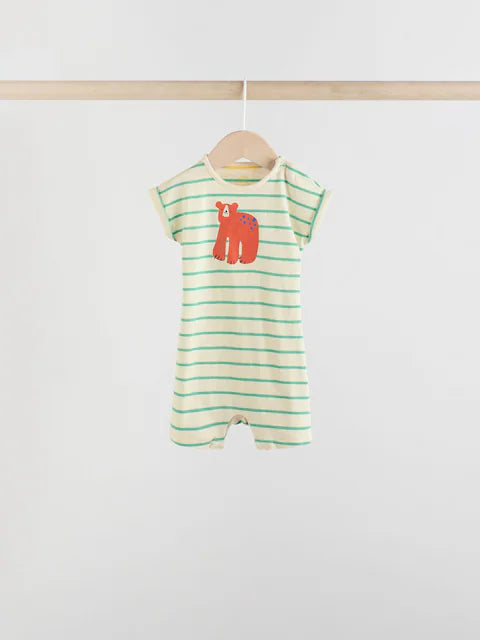 Blue/Green 100% Cotton Baby Rompers 4 Pack