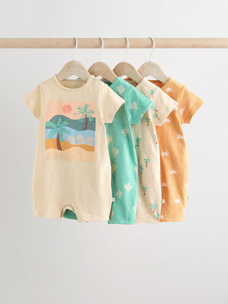 Minerals 100% Cotton Baby Rompers 4 Pack