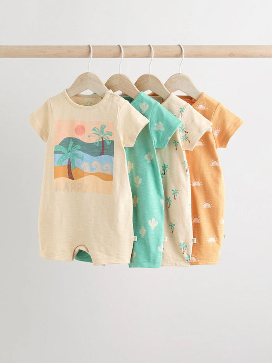 Minerals 100% Cotton Baby Rompers 4 Pack