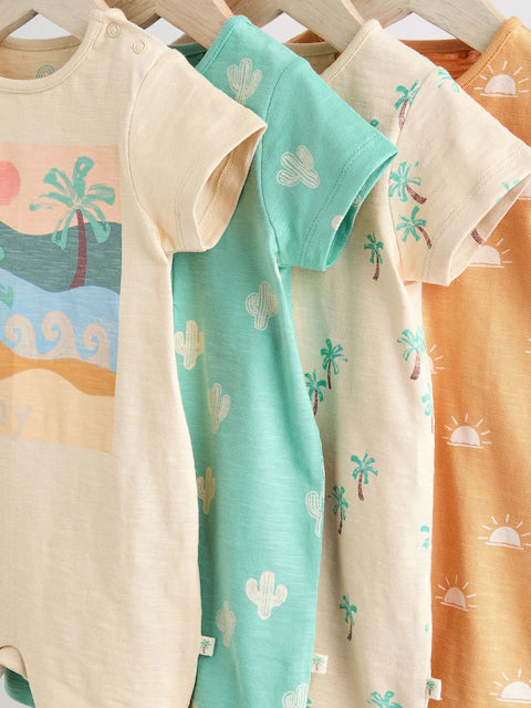 Minerals 100% Cotton Baby Rompers 4 Pack