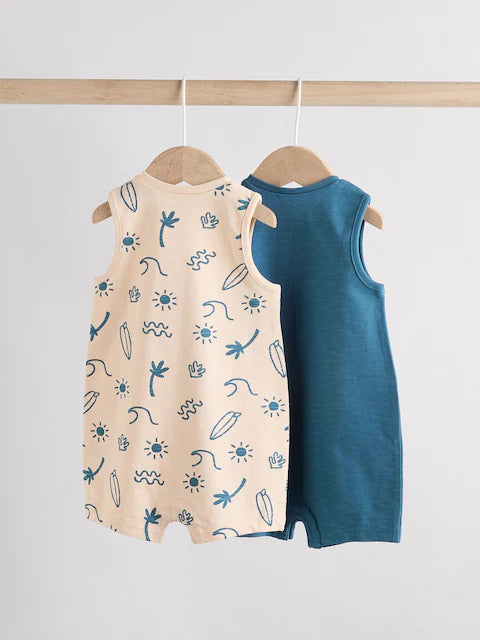 Blue Baby 100% Cotton Rompers 2 Pack