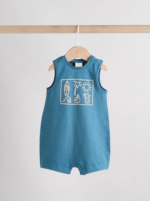 Blue Baby 100% Cotton Rompers 2 Pack