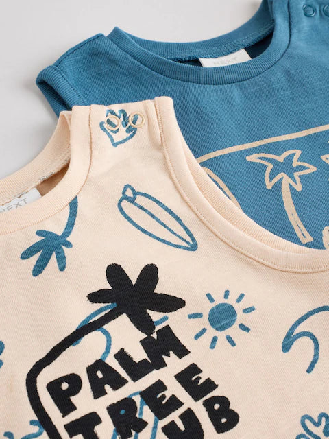 Blue Baby 100% Cotton Rompers 2 Pack