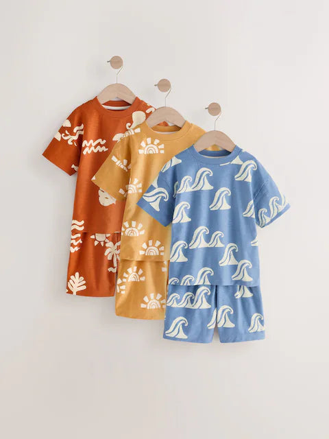 Multi Bright Sun and Sea Short Pyjamas 3 Pack
