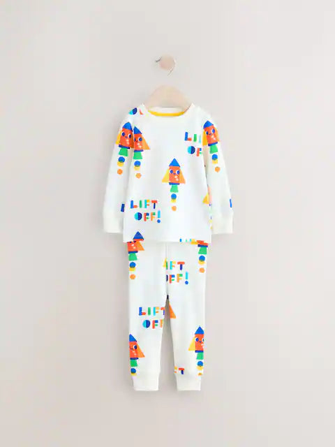 Orange/Navy Space 3 Pack Pyjamas