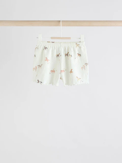 Pink/ White and Blue Horse Baby Frill T-Shirt and Shorts Set 6 Piece