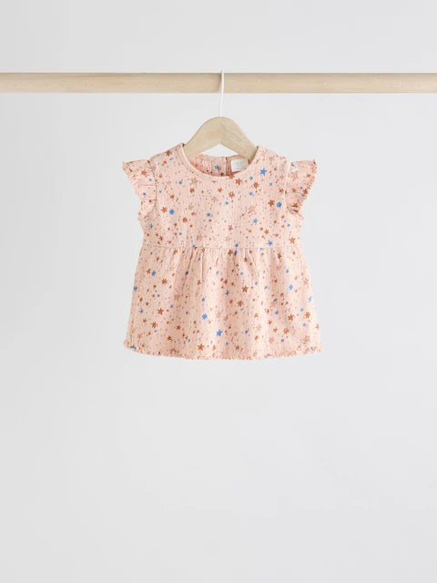 Pink/ White and Blue Horse Baby Frill T-Shirt and Shorts Set 6 Piece