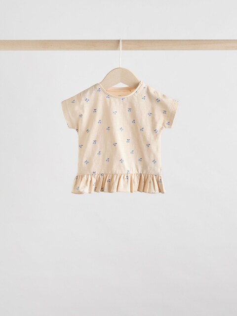 Yellow/ White Fruit Short Sleeve 100% Cotton Baby Top and Shorts Set 6 Piece