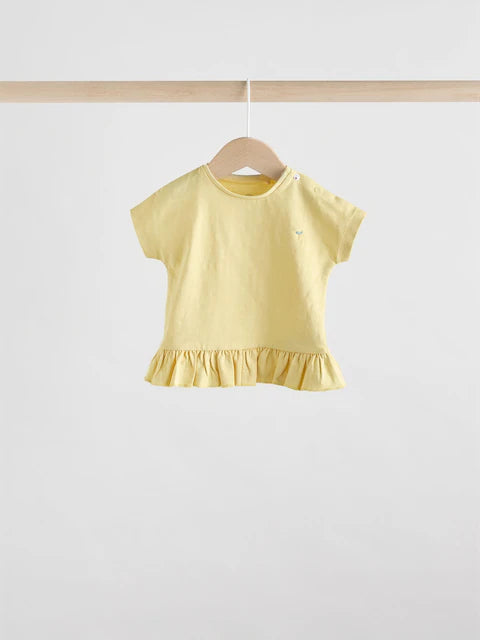 Yellow/ White Fruit Short Sleeve 100% Cotton Baby Top and Shorts Set 6 Piece