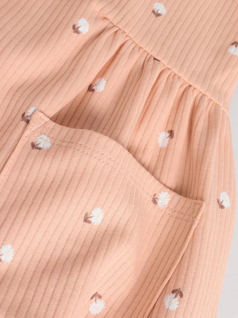 Caramel And Ecru Floral Button Through 3 Pack Baby Rompers