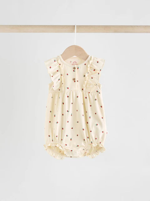 Monochrome Printed 3 Pack Frill Sleeve Baby Rompers