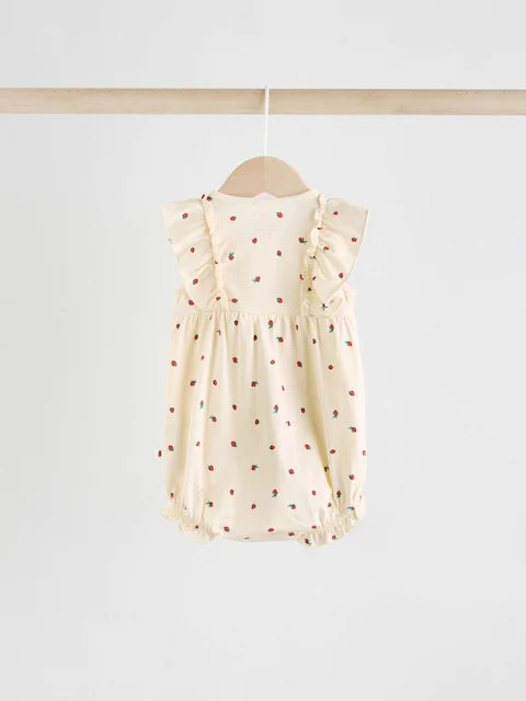 Monochrome Printed 3 Pack Frill Sleeve Baby Rompers
