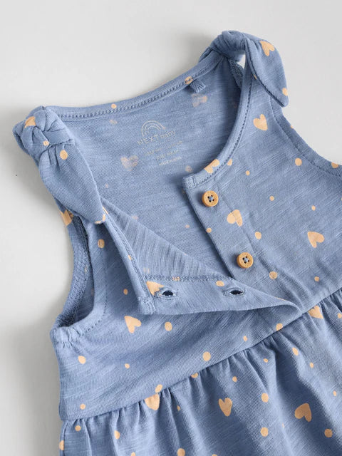 Navy Stripe and Bow Printed 100% Cotton Baby Jersey Rompers 3 Pack