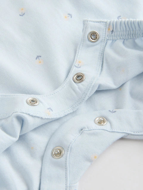 Blue and White Floral Printed Baby Rompers 4 Pack