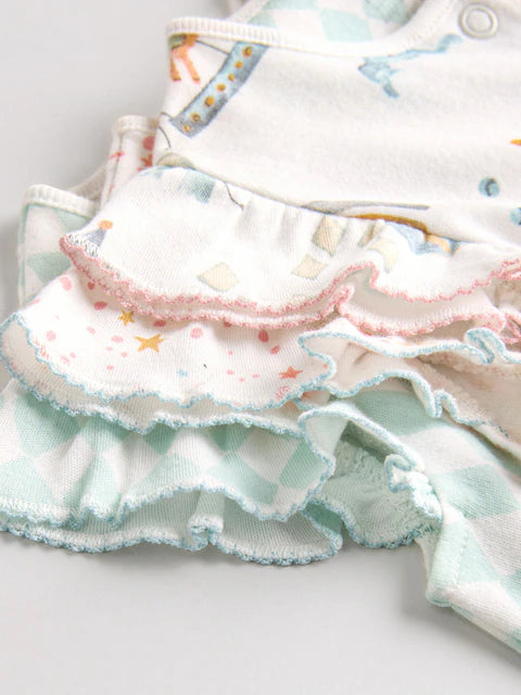 Multi Pastel Animal Print Baby 100% Cotton Rompers 3 Pack