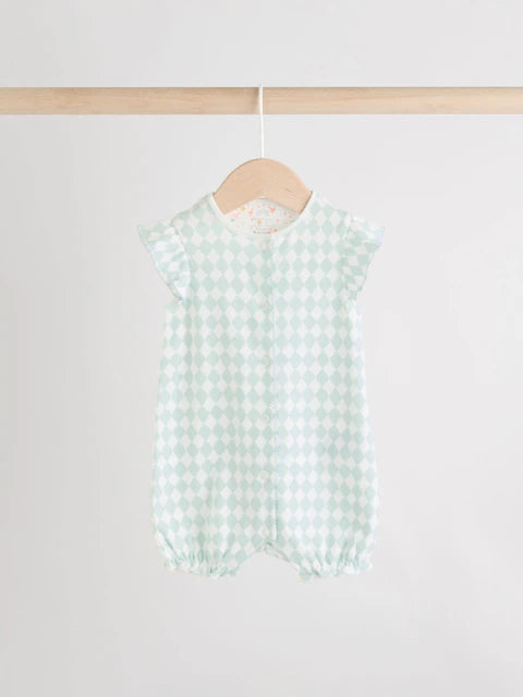 Multi Pastel Animal Print Baby 100% Cotton Rompers 3 Pack