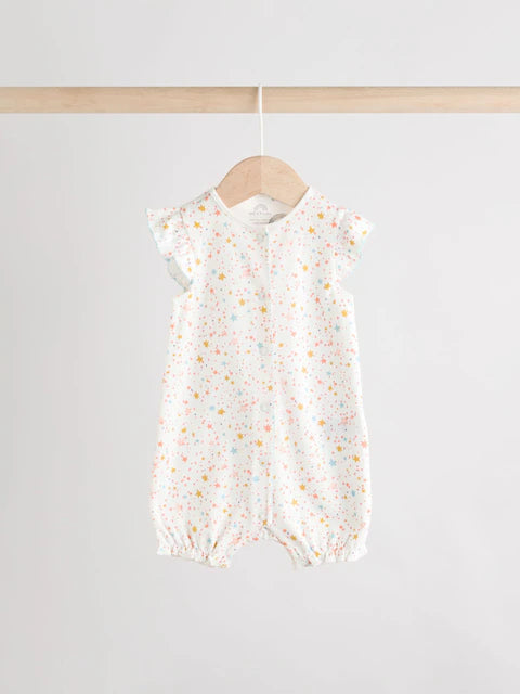 Multi Pastel Animal Print Baby 100% Cotton Rompers 3 Pack