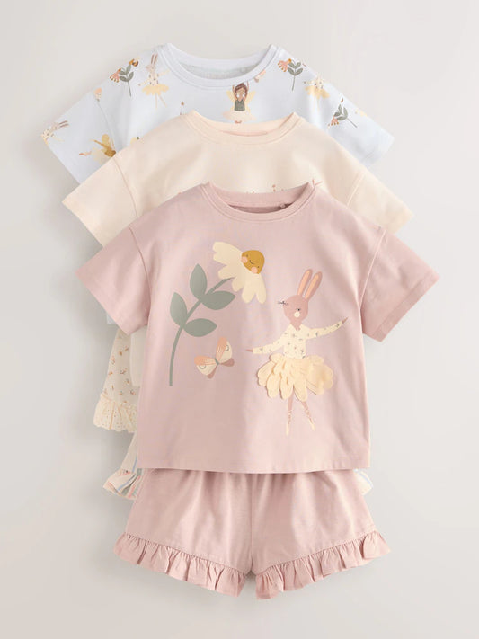 Pink Bunny Top and Shorts Set 3 Pack