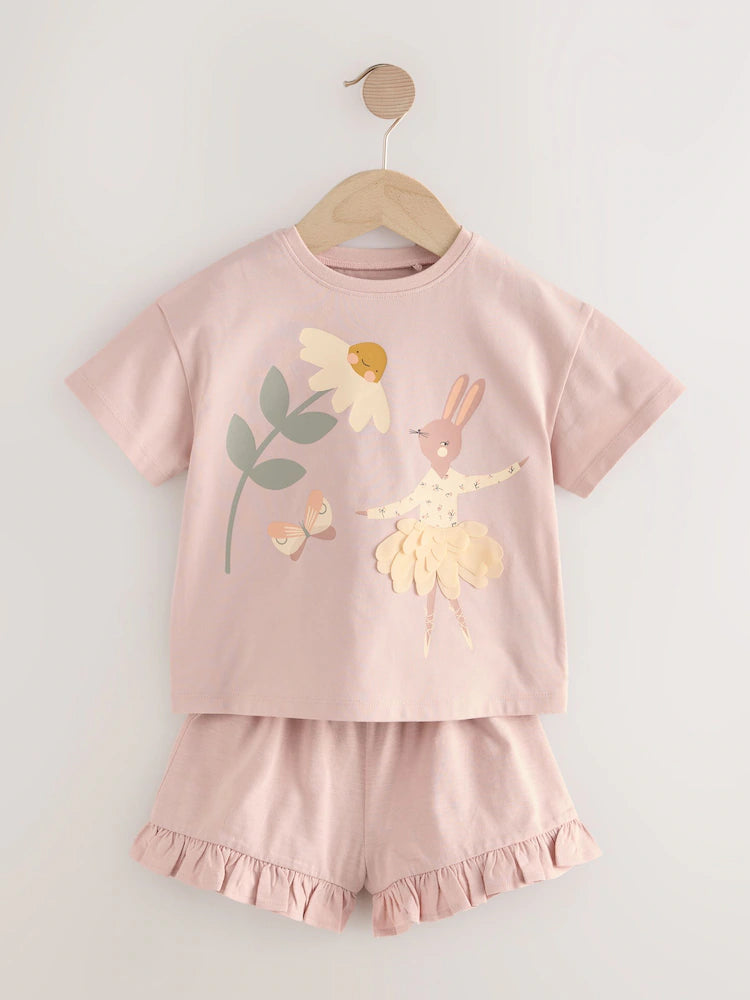 Pink Bunny Top and Shorts Set 3 Pack