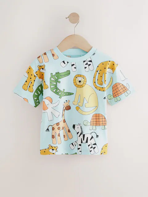 Multi Safari Animal Short Sleeve T-Shirts 4 Pack