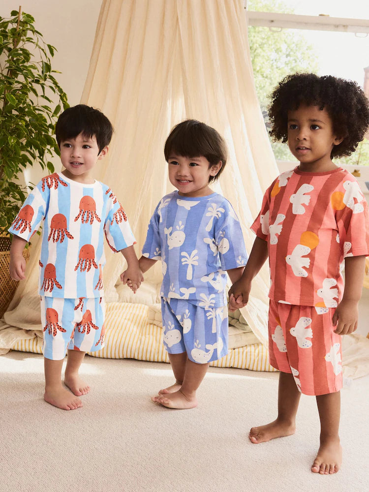 Multi Sea Creature Short Pyjamas 3 Pack