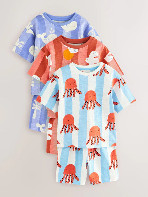 Multi Sea Creature Short Pyjamas 3 Pack