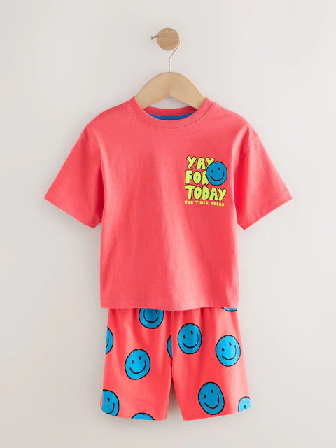 Multi Bright Checkerboard Happy Face Short Pyjamas 3 Pack