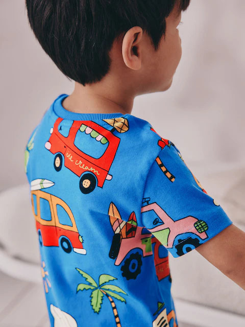 Blue/ Green/ Grey Surf van Short Pyjamas 3 Pack