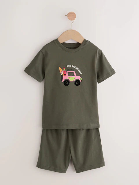 Blue/ Green/ Grey Surf van Short Pyjamas 3 Pack