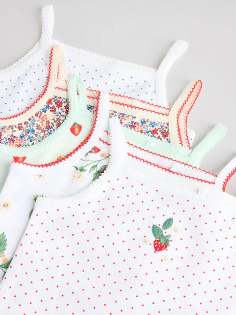 White Strawberry 5 Pack Vest Bodysuits