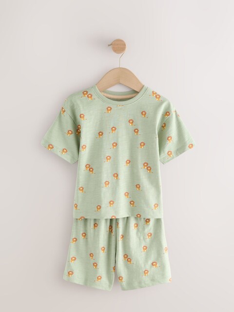 Blue/Ecru Mini Animal Short Pyjamas 3 Pack