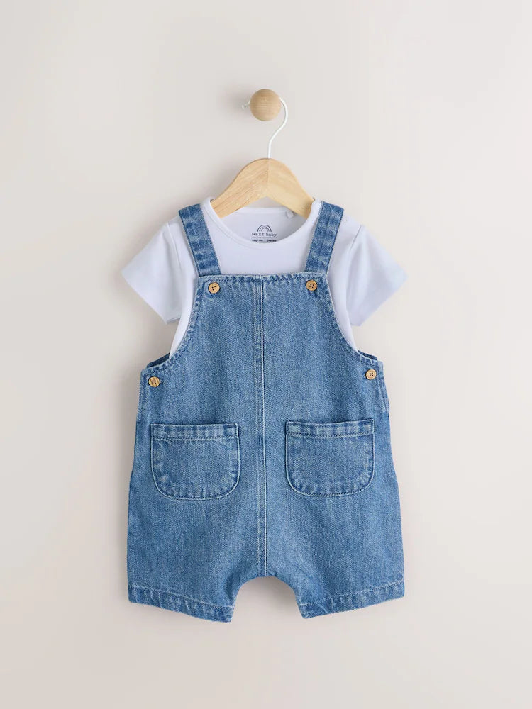 Blue Baby Denim Dungaree and Bodysuit Set