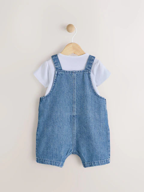 Blue Baby Denim Dungaree and Bodysuit Set