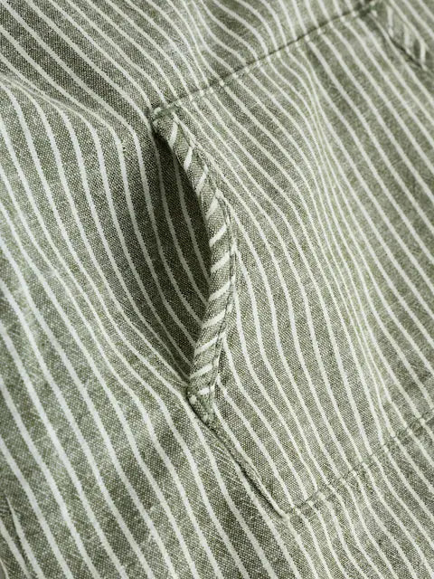 Green Stripe Woven Dungaree and Bodysuit Set