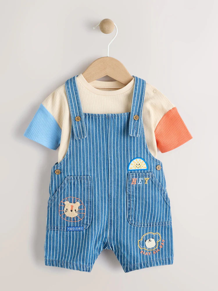 Denim Brights Baby Denim Dungaree and Bodysuit Set