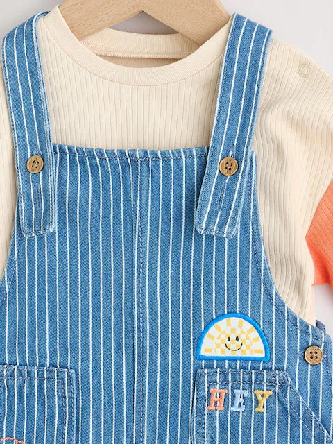 Denim Brights Baby Denim Dungaree and Bodysuit Set