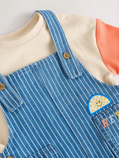 Denim Brights Baby Denim Dungaree and Bodysuit Set