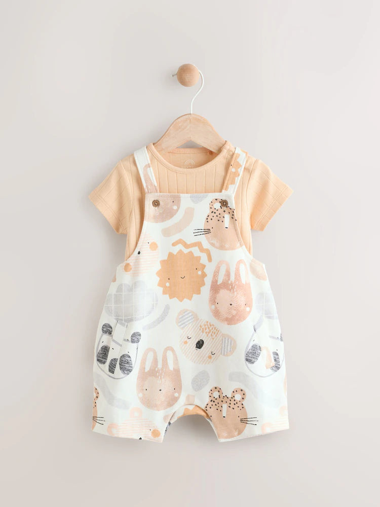 Mineral Character Jersey 100% Cotton Dungaree and Bodysuit Baby Set