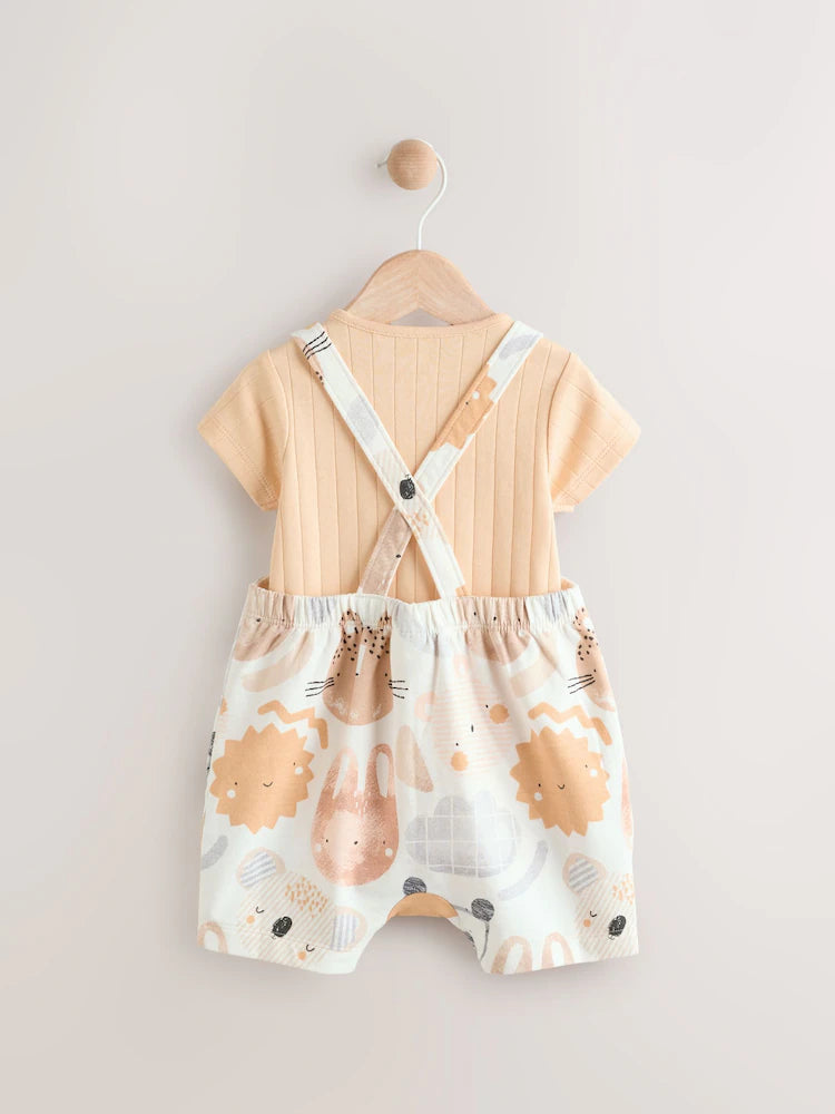 Mineral Character Jersey 100% Cotton Dungaree and Bodysuit Baby Set