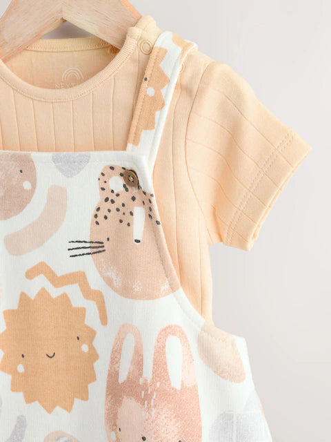 Mineral Character Jersey 100% Cotton Dungaree and Bodysuit Baby Set