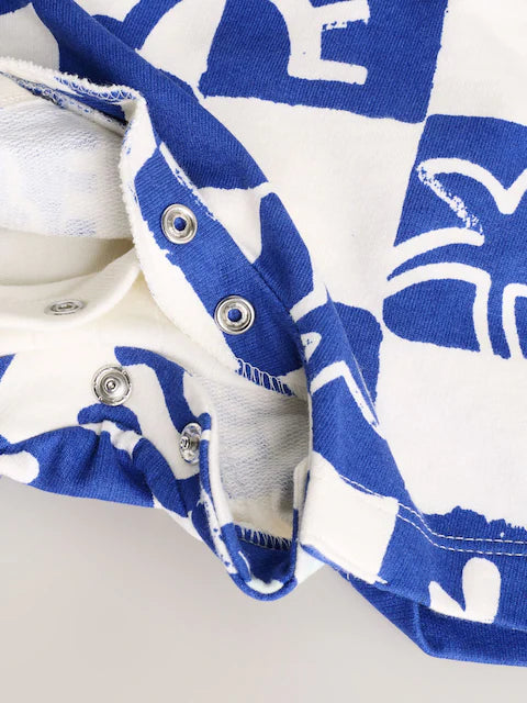 Blue Checkerboard Jersey 100% Cotton Dungaree and Bodysuit