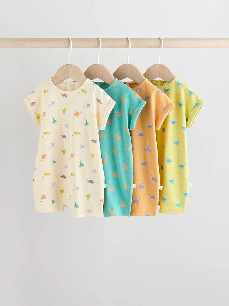 Multi 100% Cotton Baby Rompers 4 Pack