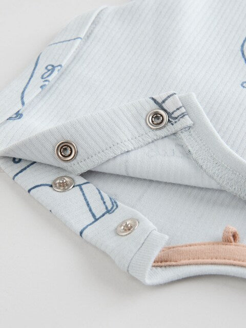 Blue 100% Cotton Baby Rompers 4 Pack